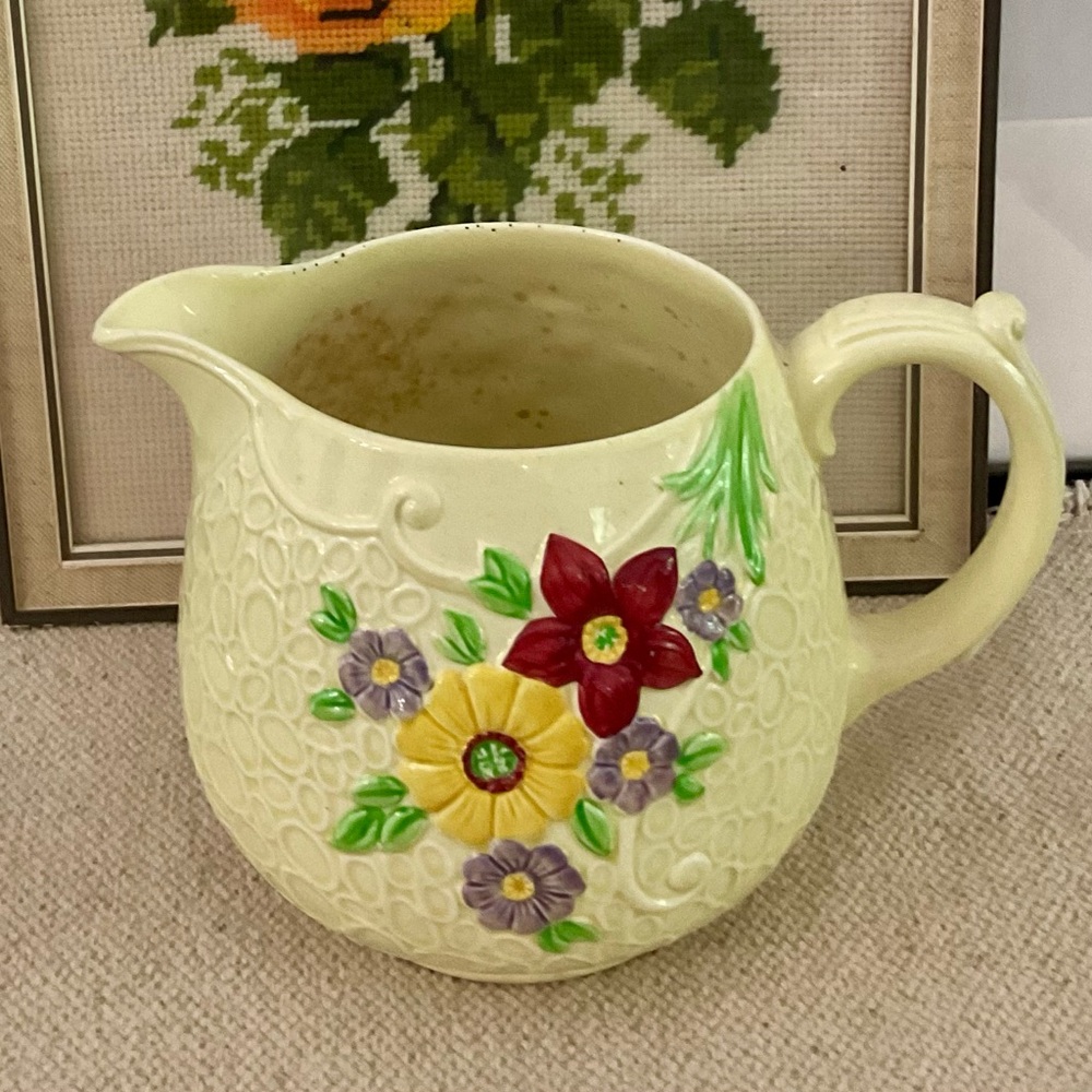 Vintage Hand Painted Floral Ceramic Pitcher Yellow Royal Falconware England